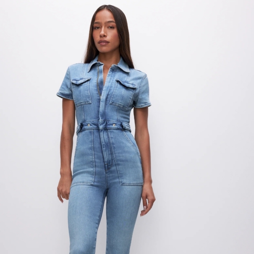 Good American Blue Denim Jumpsuit